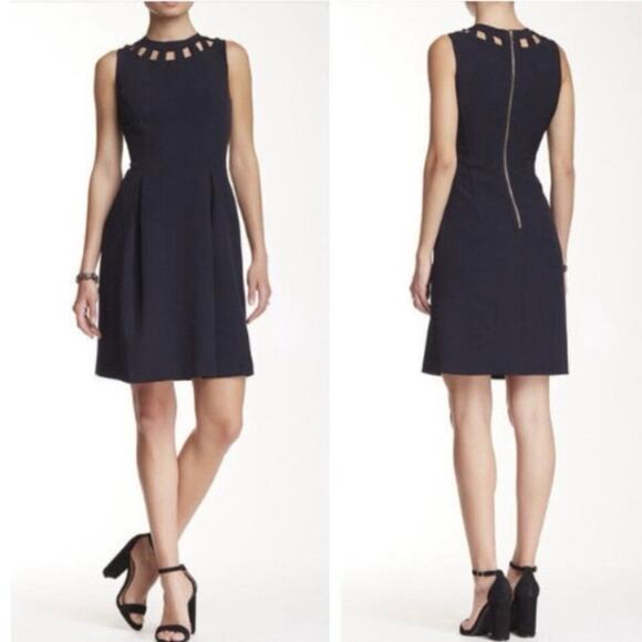 Eliza J Cutout Bi-Stretch Flare Sheath Dress Black Women’s Size 8 - NWT - Picture 1 of 11